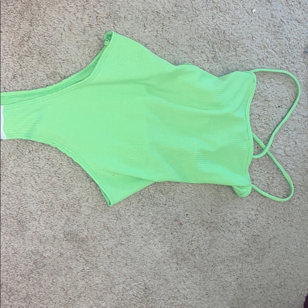 cross back green bodysuit